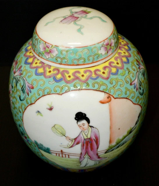 -JOLI ANCIEN POT COUVERT à Gingembre ou thé PORCELAINE de CHINE famille VERTE