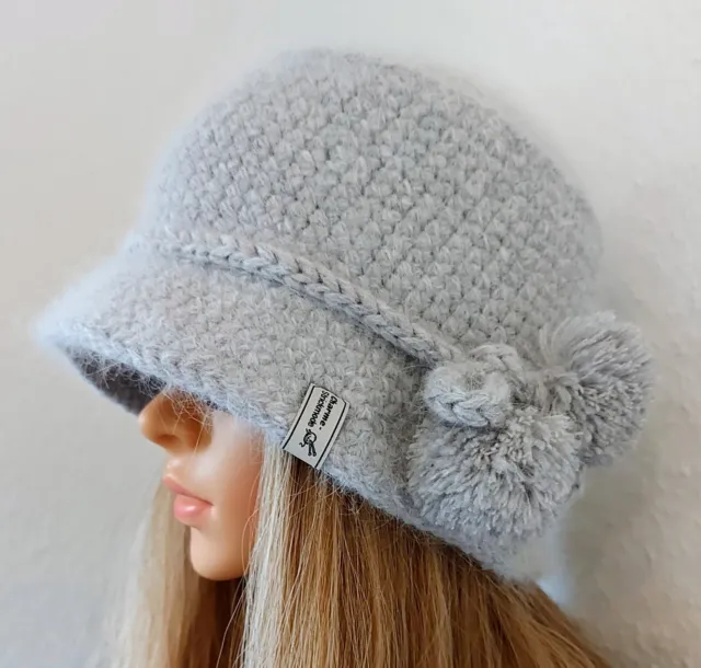 Knitted wool hat, Wollmütze, Hand Knitted winter Hat, Crochet winter Panama