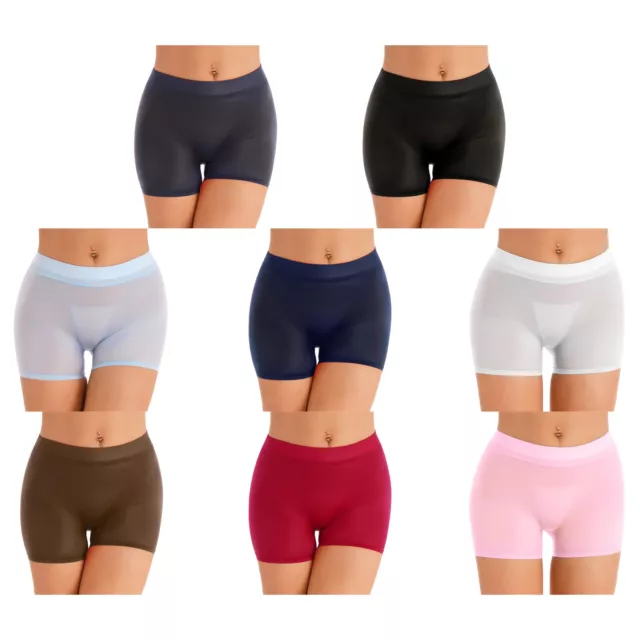 Lady Semi See-through Shorts Glossy Women Low Rise Short Pants Underwear Shorts