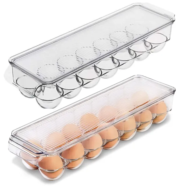 2PCS Plastic Storage Box Egg Tray Holder Containers Organizer Kitchen For Fridge