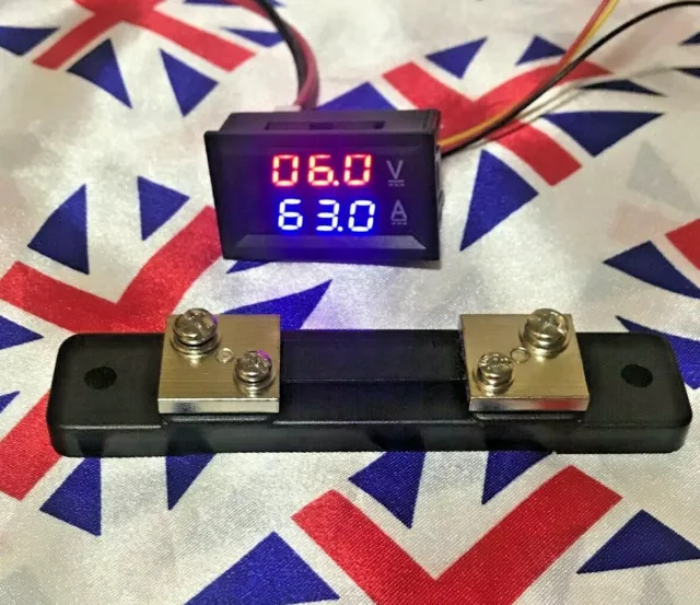 DC 100V 50A Digital Voltmeter Ammeter Dual LED display Volt Amp Meter with Shunt