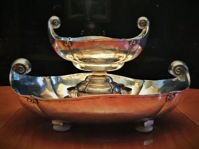 Alessandro Calderoni, Italian Novecento Double-Tier Silver Centerpiece, ca. 1940