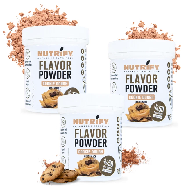 NUTRIFY Flavor Powder pacchetto 3 pasta per biscotti 3x 150 g | 12 varietà | 3x50 Porti