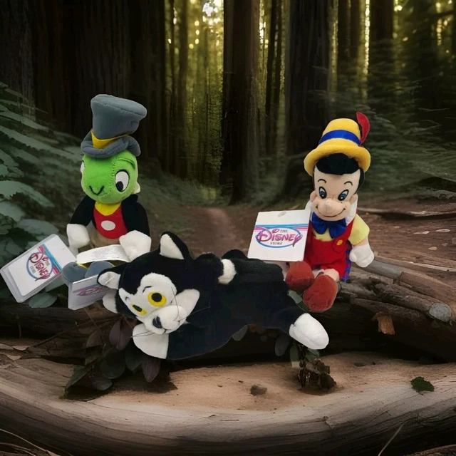 DISNEY STORE BEAN Bag Pinocchio Plush Lot of 3 Pinocchio Figaro