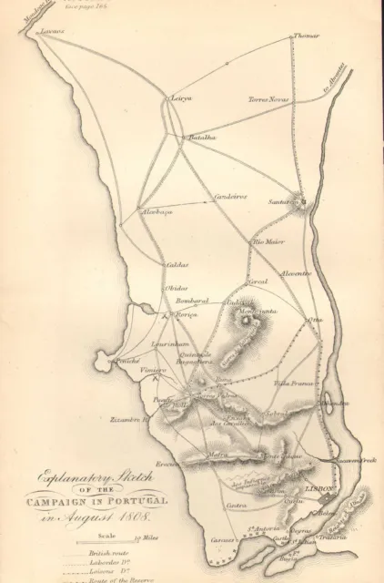 Peninsular War Map/Battle Plan Battle ~ Campaign In Portugal British Route