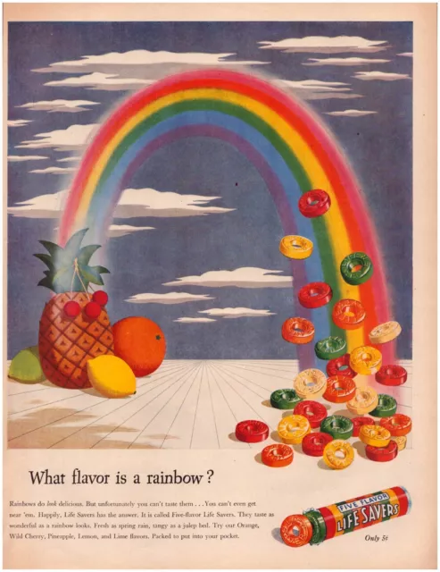 Print Ad Life Savers Candy 1944 Rainbow Full Page Large Magazine 10.5"x13.5"
