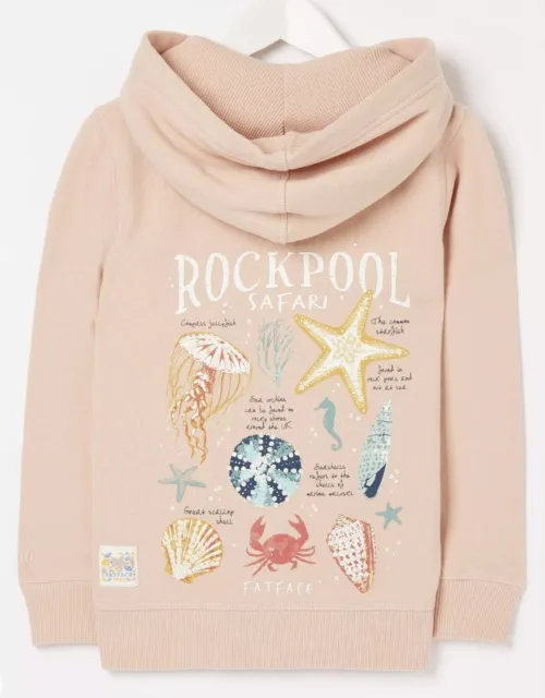 Fatface Girls Pink Rockpool Graphic Zip Through Hoodie In Various Sizes *BNWT*