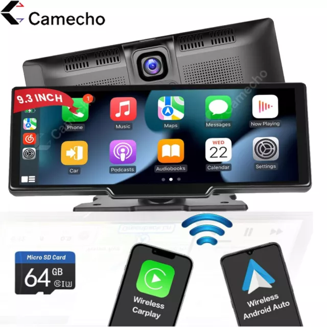 9,3" DVR Wireless Apple CarPlay Android Auto FM Touchscreen Tragbares Autoradio