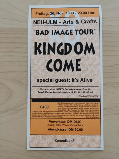 Kingdom Come - biglietto concerto biglietto d'ingresso hard rock heavy metal