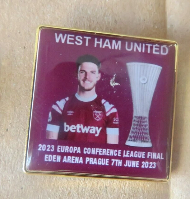 WEST HAM &DECLAN Rice" Conference League Final 2023 Prague Claret Badge