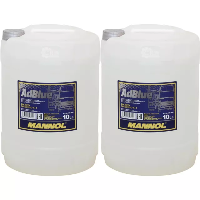 2x10L MANNOL Scr Solution D'Urée Adblue Complément Au Contrôle des Émissions