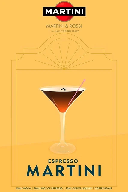 Poster Manifesto Locandina Pubblicità Stampa Vintage Aperitivo Martini 50x70 Cm.