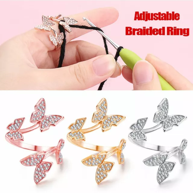 Adjustable Jewelry Ring Knitting Loop Thimble Ring Yarn Guides Knitting Tools