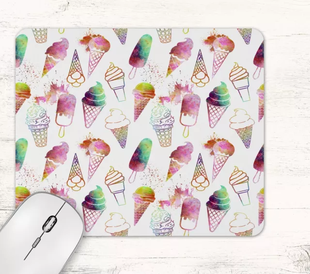 Ice Cream Cone All Over Print Mouse Pad Mat Neoprene Rectangle