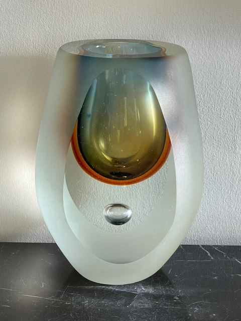Vintage Murano Sommerso Seguso Flavio Poli Teardrop Art Glass Vase