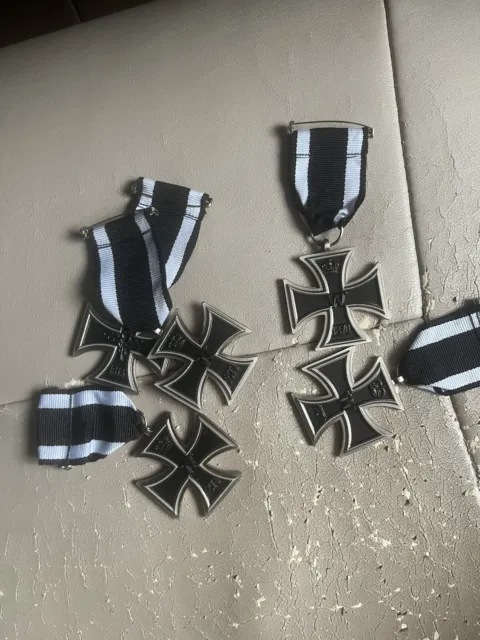 Job Lot Of 5 Repro Ww1 Iron Cross 2nd Class 1914 Dated With Ribbon