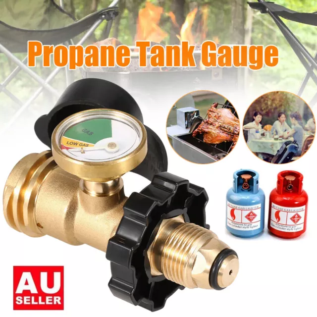 Propane Tank Adapter Meter with Gauge Convert to QCC1 for BBQ Gas Grill Cylinder
