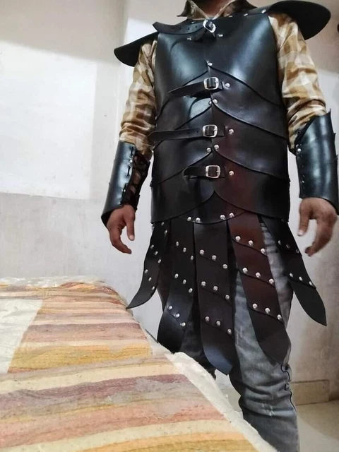 Armure de corps en cuir, costume de GN en cuir, robe de cosplay, robe de...