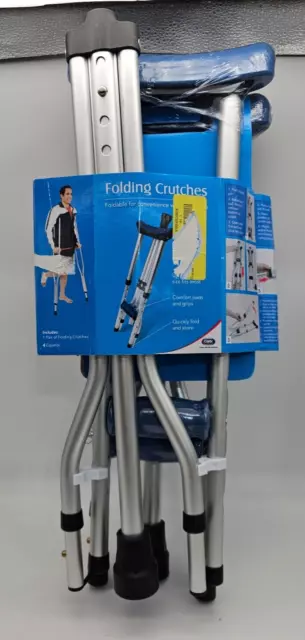 Carex Folding Crutches Comfort Pads & Grips Height Adjustable For 4'11-6'4 Inch