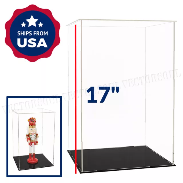 17" Large Acrylic Display Case Dustproof Clear Box Action Figures Self-Install