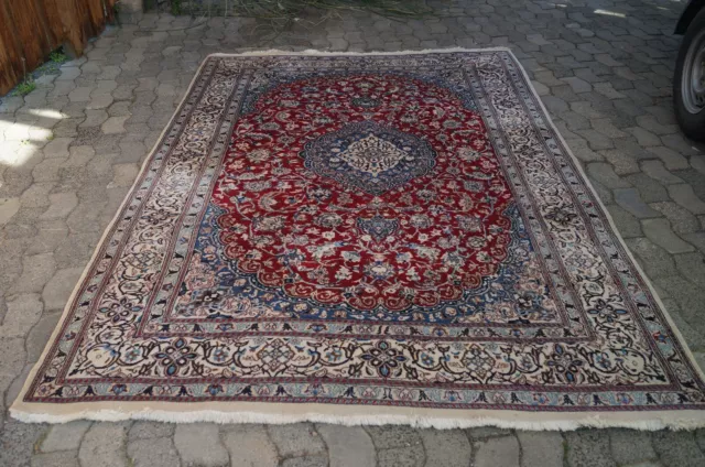 PROMO: tapis persan authentique nain avec soie 298x193cm noué main d'un château