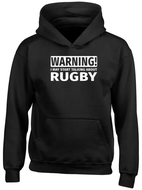Warning May Start Talking about Rugby Childrens Kids Hooded Top Hoodie Boys Girl