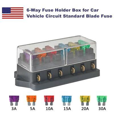 2PCS 6-Way Fuse Holder Box for Car Vehicle Circuit Standard Blade Fuse Kit