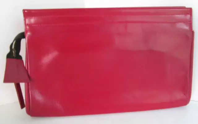 Rolfs Leather Red Evening Clutch Wallet Purse Pockets Zipper 1950s Vintage A