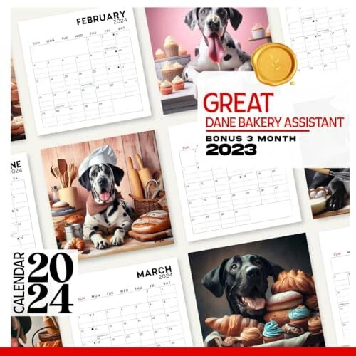 GREAT DANE BAKERY Assistant Calendar 2024 Jan 2024 to Dec 2024 Bonus 3