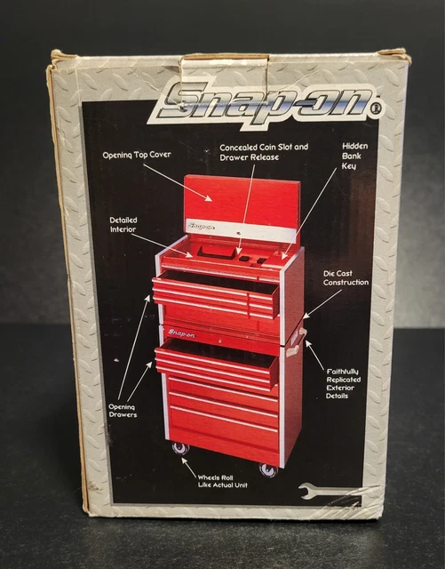 SNAPON TOOLS DIE Cast Metal Tool Storage Box Bank 18 Scale w/ Box Red