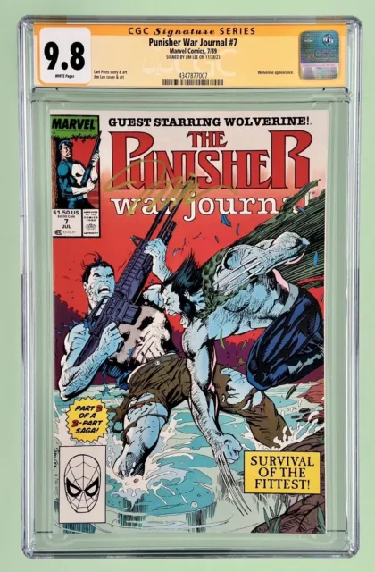 Punisher War Journal #7 (CGC 9.8) 1989, 1st Wolverine Team-Up, Signed by Jim Lee