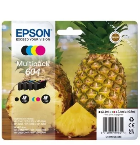 Epson 604 Original Pineapple Black Ink Cartridge│ForEpson  WorkForcePrinter│3.4ml