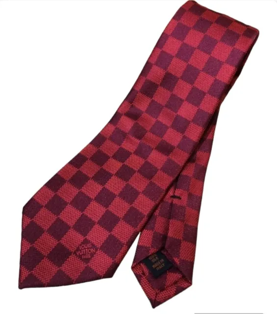 LOUIS VUITTON tie Damier silk tie ,Lv necktie, purple black LV Neckties  (7.5cm)
