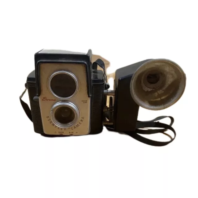 Vintage Kodak Brownie Starflex Camera Dakon Lens Supermite Flash Holder