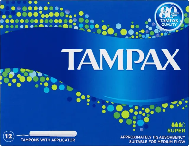Tampax Super Tampons with Applicator 12 Pack