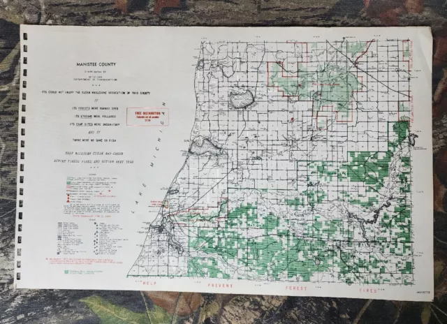 Vtg 1955 Manistee County Michigan Dept Conservation Plat Maps 11"X17"