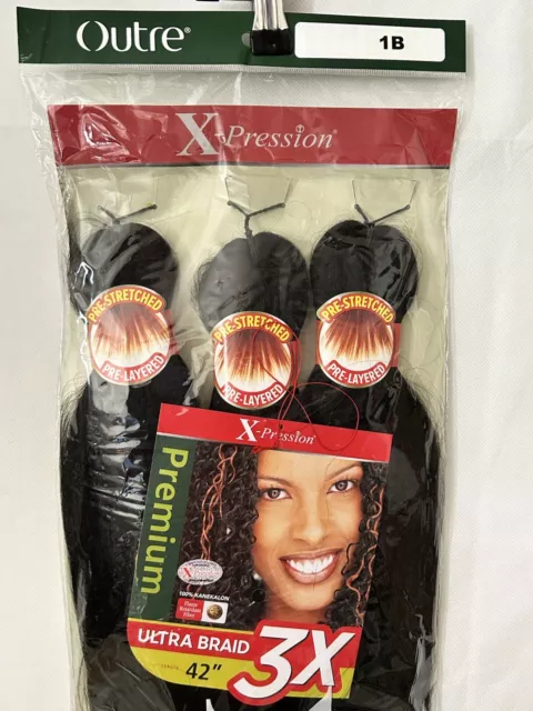 OUTRE X-PRESSION PRE-STRETCHED 3x Ultra Braid Hair 42 Color 1B