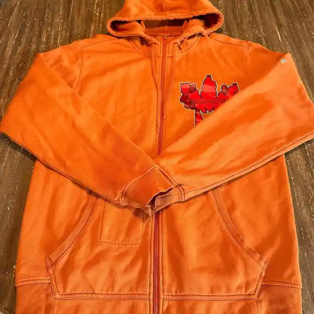 Men's Adidas x Mysterious Al Trefoil Full Zip Heart Hoodie Sweatshirt Orange, L