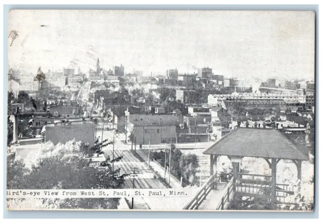 St. Paul Minnesota MN Postcard Bird's Eye View From West St. Paul 1910 Antique