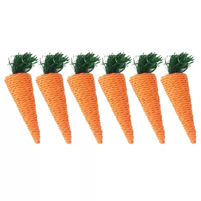 6 Pcs Woven Pet Biting Toy Rabbit Chewing Balls Small Shredded Carrots Hamster