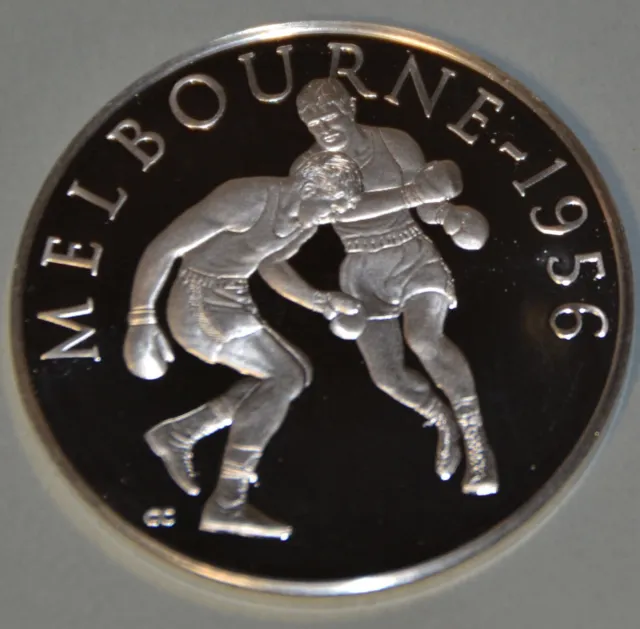 Melbourne 1956 Boxing - History Of The Olympic Games .925 Silver Medal