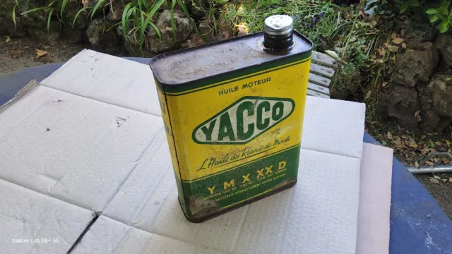 Bidon d'Huile Ancien YACCO vert jaune pour collection garage, burette Vintage 2