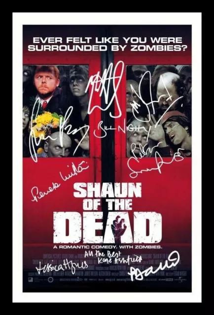 Shaun Of The Dead Cast Autograph Signed Framed Photo