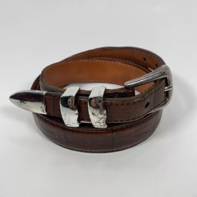 MARTIN DINGMAN Alligator Grain ITALIAN CALFSKIN LEATHER Brown Belt 40