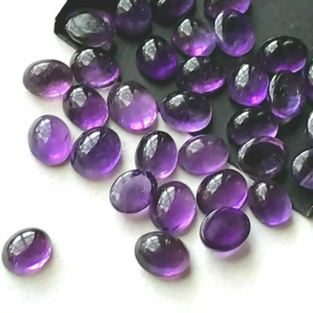 Wholesale Lot of 8x6mm Oval Cabochon Natural Amethyst Loose Calibrated Gemstone