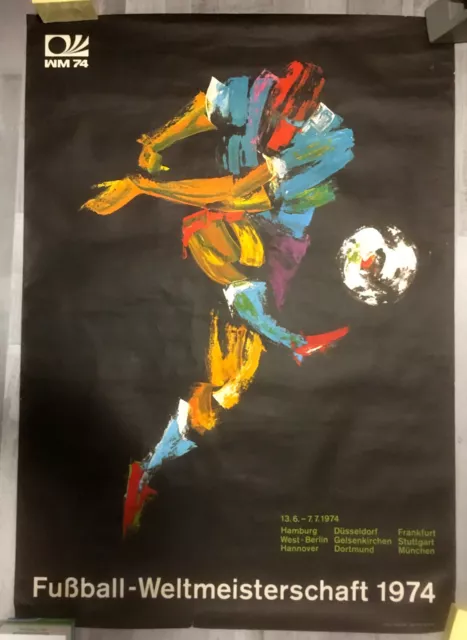Seltener Druck Fußball-Weltmeisterschaft 1974 Original Poster Entwurf Schäfer.