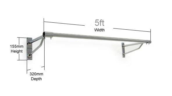 1.5M LONG CLOTHES Rail Wall Mounted Screw Fix Chrome Garment Rail