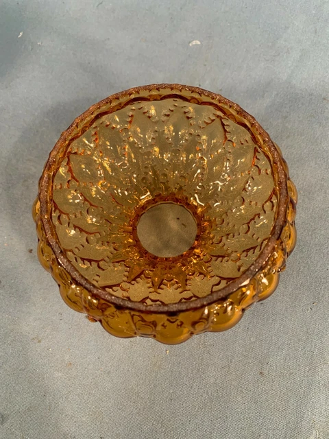 Miniature Amber Glass Diamond Quilt pattern Miniature Oil Lamp Shade 4" base 5
