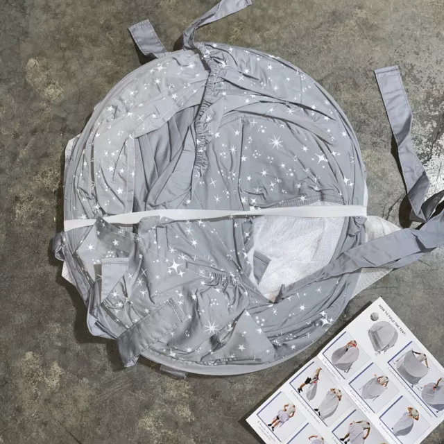 De-LOVELY Crib Pop Up Safety Tent Mesh Cover Net White and Gray AM30