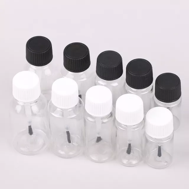 5/10/15/20/30ml Nail Polish Bottles Clear Refillable Leakproof Storage Jars Y H^